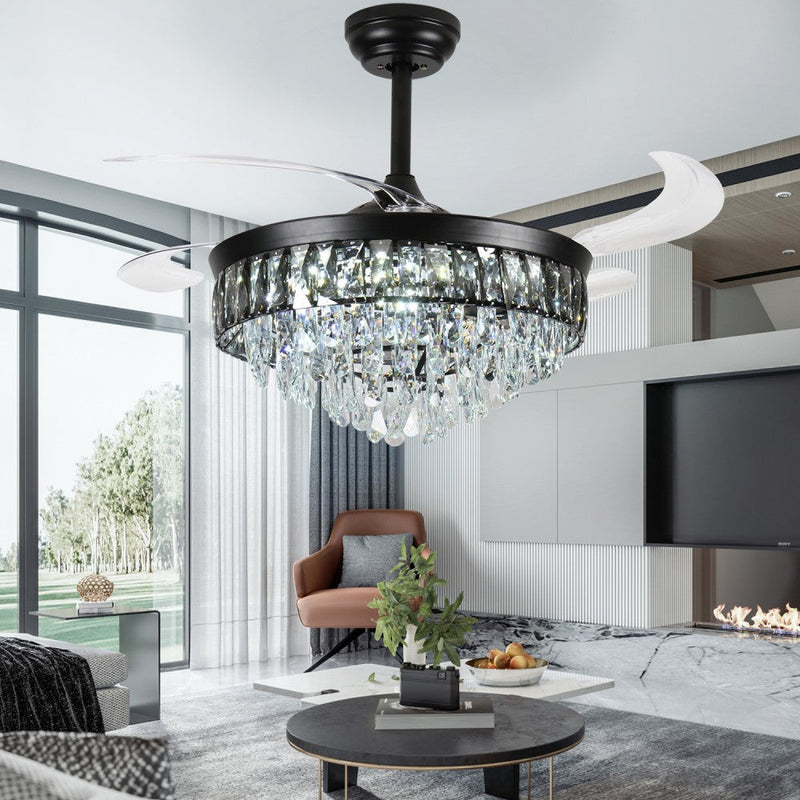 Windora Nyx 42" Black Crystal Chandelier DC Ceiling Fan w/ 3CCT LED Remote Control - image 7