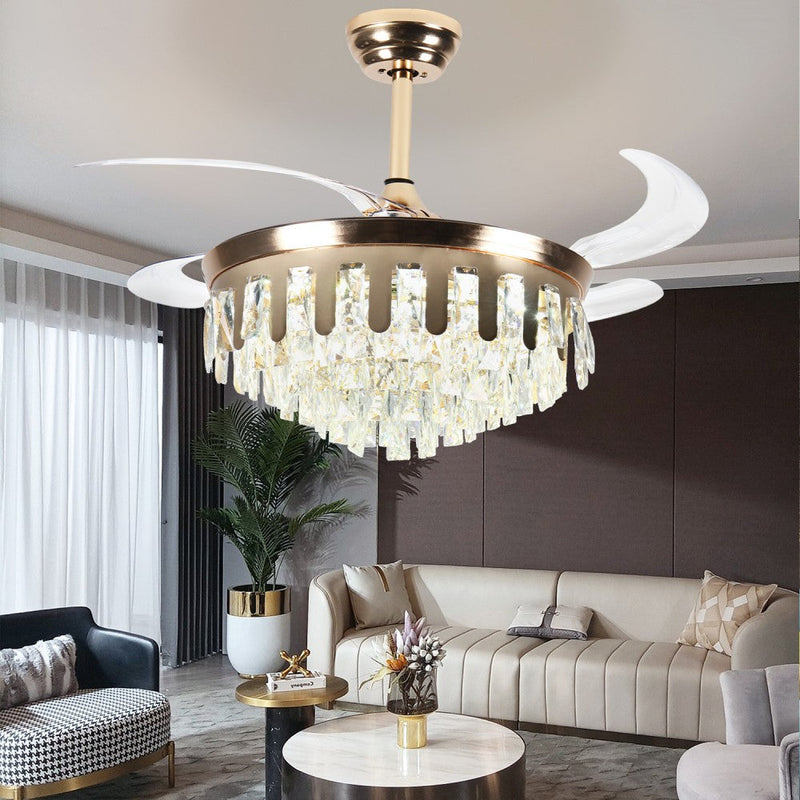 Windora Valen 42" Gold Crystal Chandelier DC Ceiling Fan w/ 3CCT LED Remote Control - image 7