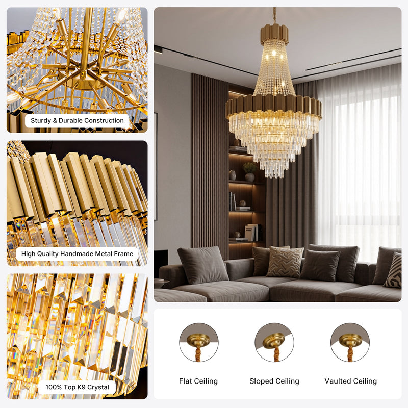 Luxury Crystal Spinning Top Chandelier Modern High Ceiling Light CL-CSTC