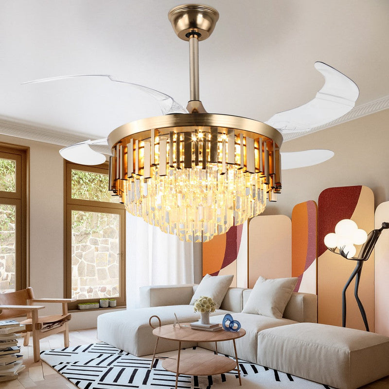 Windora Solenne 42" Gold Crystal Chandelier DC Ceiling Fan w/ 3CCT LED Remote - image 7