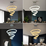Miralia 5-Ring Dimmable Crystal Chandelier - Silver Finish - image 7
