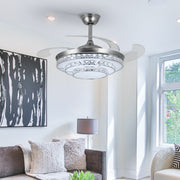 Ceiling Fan with Crystal Light 42'' Modern Silver Fan Remote CF-4202