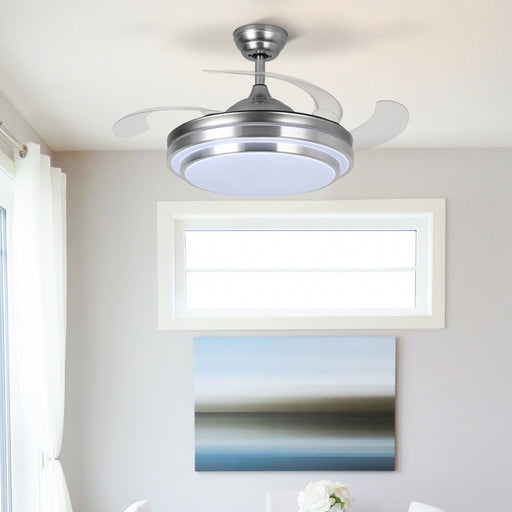 Silver Ceiling Fan with Light 42'' Fan with Remote Control CF-4201