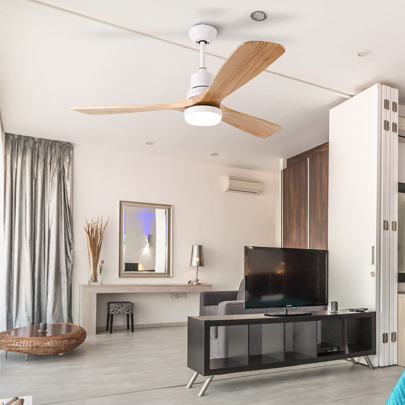 52'' Ceiling Fan with Light White&Brown with Remote Control CF-5204