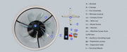 Flush Mount Ceiling Fan 50cm Crystal Light APP Remote Black CF-FMW