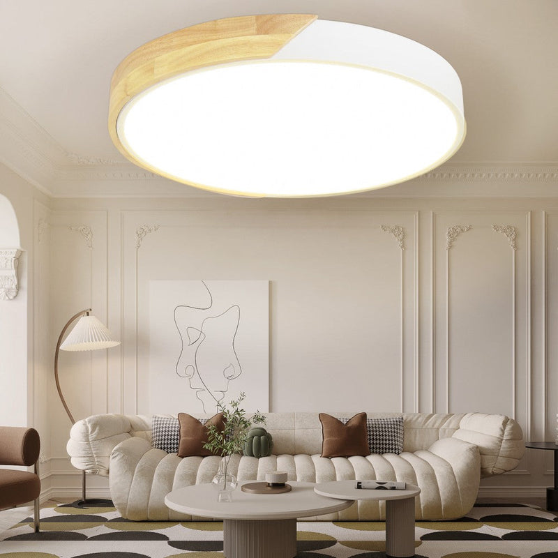 Elwyn 36W Wood Accent Tri-Colour Ceiling Oyster Light – 40cm - image 7