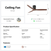3 Wood Blades Ceiling Fan 52'' Ceiling Fan with Remote Control CF-5207