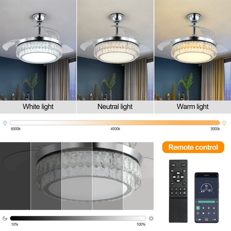 Windora Celestia 42" Crystal Chandelier DC Ceiling Fan w/ 3CCT Dimmable LED - image 8