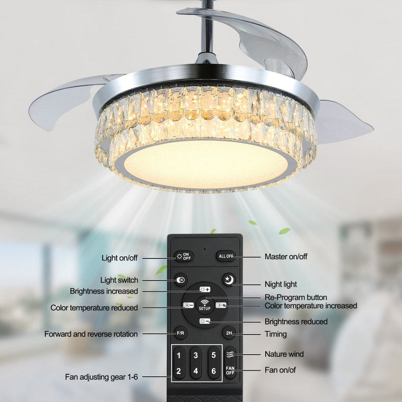 Windora Celestia 42" Crystal Chandelier DC Ceiling Fan w/ 3CCT Dimmable LED - image 9