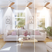 52'' Ceiling Fan with Light White&Brown with Remote Control CF-5204
