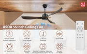 56" Black&Brown Ceiling Fan Remote Control 3 ABS Blades Timer CF-5602