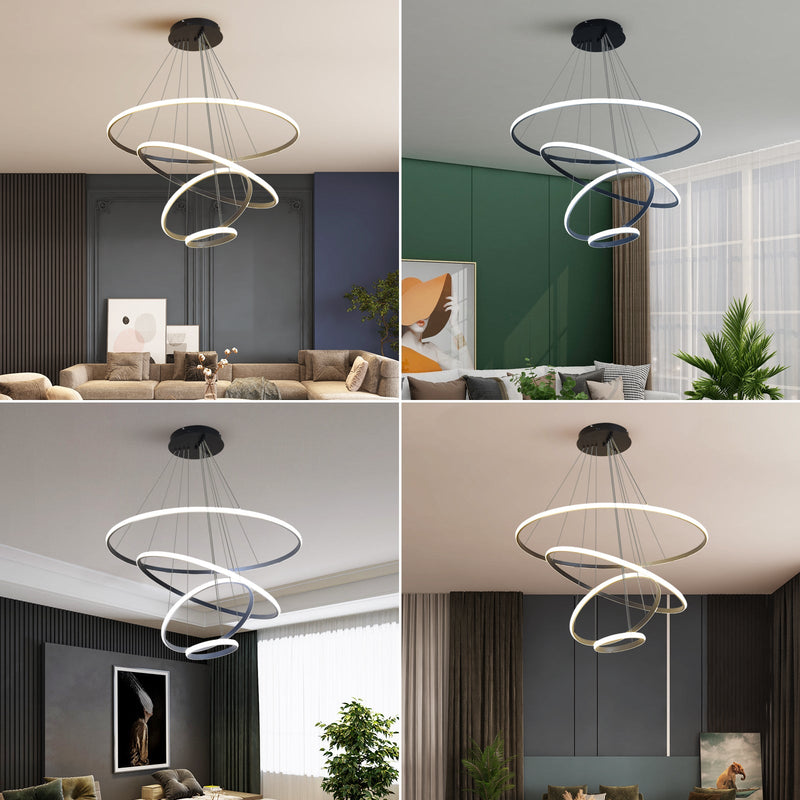 Lucina 4-Ring LED Pendant Light 3CCT – Black - image 8