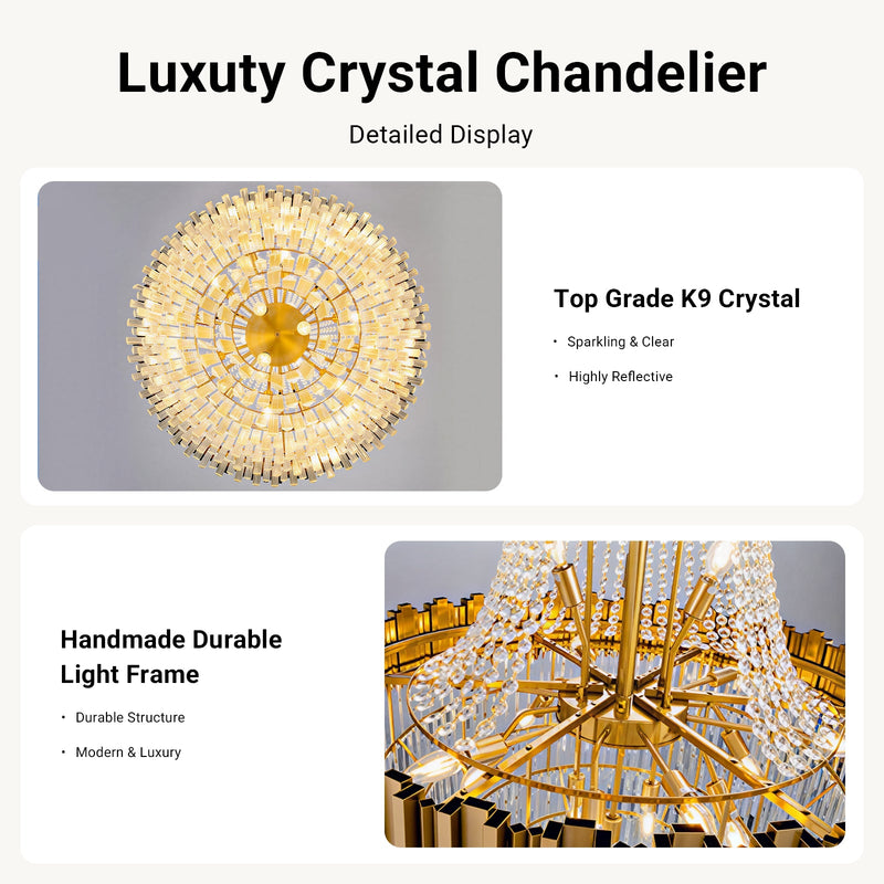 Luxury Crystal Spinning Top Chandelier Modern High Ceiling Light CL-CSTC