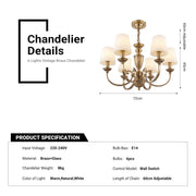 Solid Brass 6 Light Chandelier Antique Brass Pendant Lighting CL-VBC6