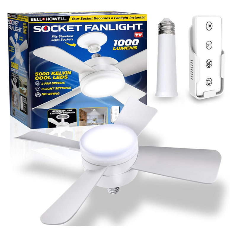 Quiet Socket Fan with Light Ceiling 3 Speed LED Light Remote CF-SFL4