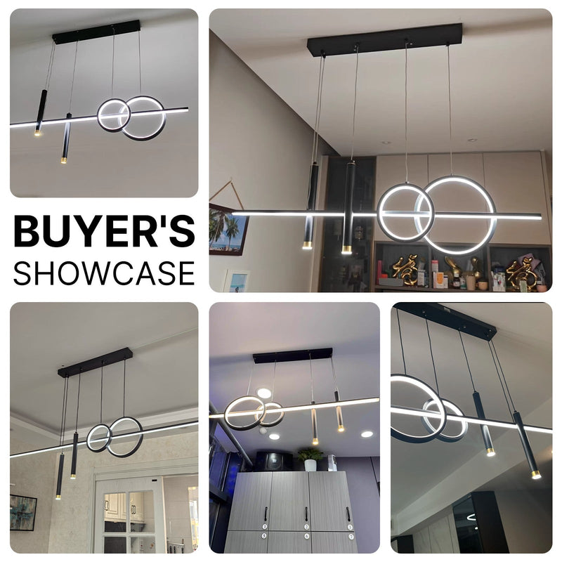 Ring Strip Mix LED Chandelier Adjustable Chain Metal Acrylic Modern Pendant Light CL-RSMC