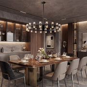 Modern K9 Crystal Chandelier 36-Light D90cm Black Large Wagon Wheel Pendant CL-BWPL