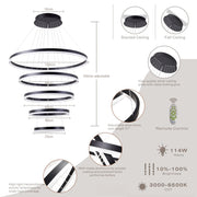 DIY 5/6 Rings Chandelier Modern Black White Dimmable Ceiling CL-NRBC