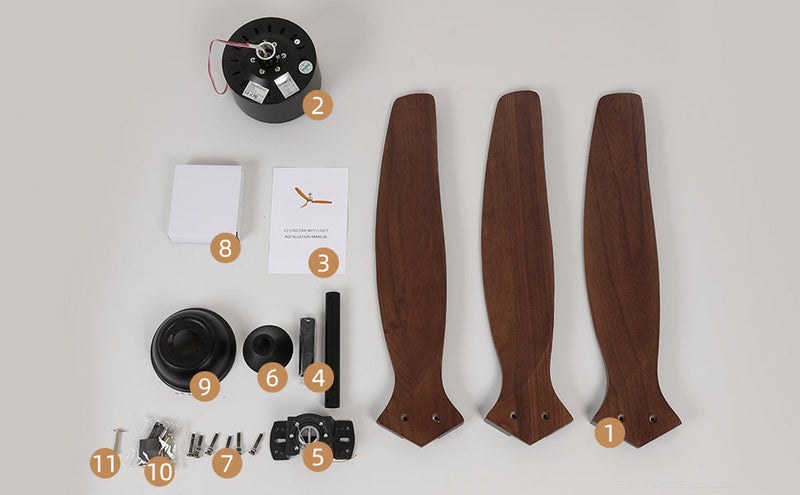 3 Wood Blades Ceiling Fan 52" Designer Indoor Remote Control CF-5202