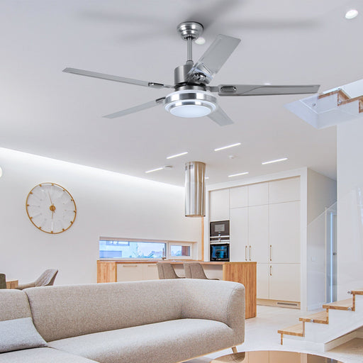 Silver Ceiling Fan with Light 52'' Modern fan with Remote CF-5208