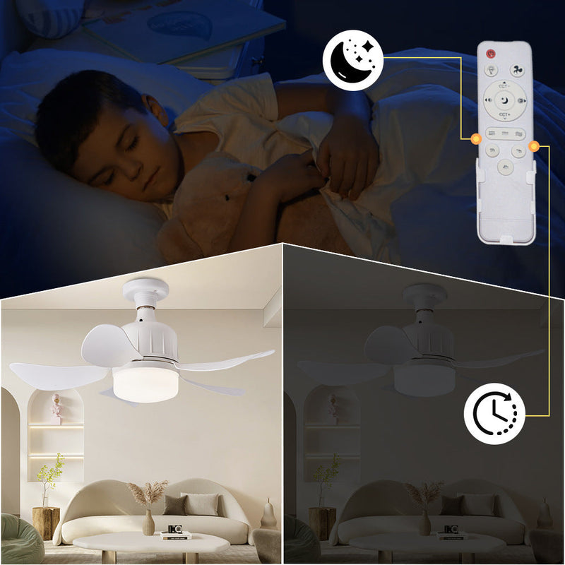 Quiet Socket Fan with Light 17" Ceiling 3-Color Dimmable LED CF-SFL5