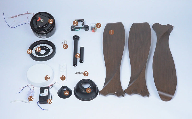 56" Ceiling Fan with Light Designer Black&Brown ABS Blades CF-5601