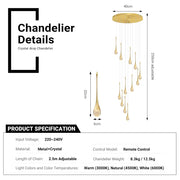Staircase Raindrop Chandelier Modern 12/18-Light Gold Pendant CL-WDC