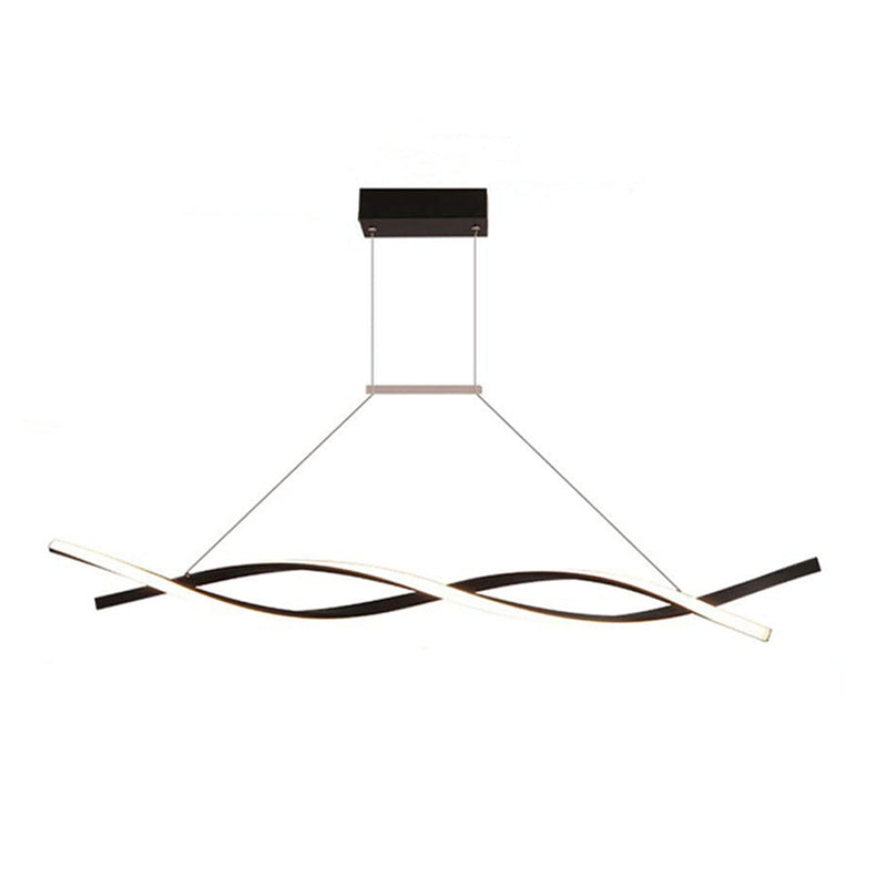 Linear Acrylic Chandeliers LED Modern Wave Black Island Light CL-DW