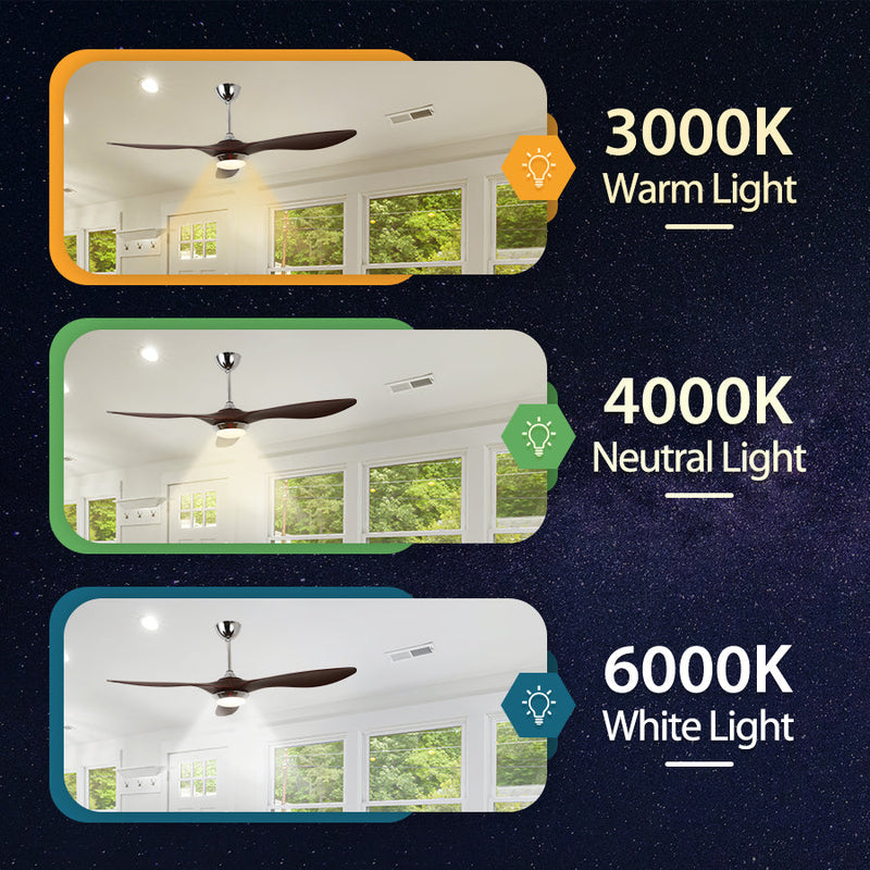 52'' Ceiling Fan with Light Silver&Brown with Remote Control CF-5206