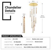 Staircase Crystal Chandelier Modern 12/18-Light Chain Light CL-CBAR