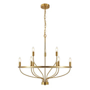9 Lights Candle Chandelier Gold Farmhouse & Industrial Pendant CL-9HCCG