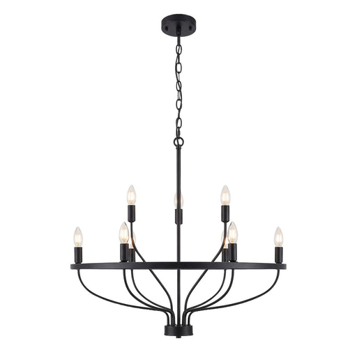 9 Lights Candle Chandelier Black Farmhouse & Industrial Pendant CL-9HCCB