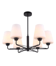 ABBEY: Interior Traditional 6 Lamps Opal Glass Pendant Lights - Matt Black / Opal Glass - CLA Lighting