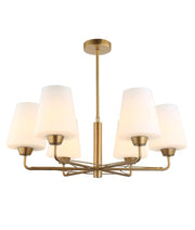ABBEY: Interior Traditional 6 Lamps Opal Glass Pendant Lights - Matt Gold / Opal Glass - CLA Lighting
