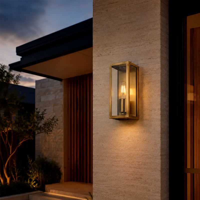 Telbix ARZANO 25CM EXTERIOR WALL LIGHT SOLID BRASS