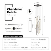 Large 6-Ring LED Chandelier Modern Dimmable Ceiling Light Foyer With Remote CL-HSL/CL-OSL