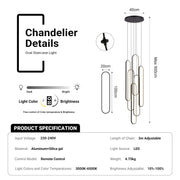 Large 6-Ring LED Chandelier Modern Dimmable Ceiling Light Foyer With Remote CL-HSL/CL-OSL