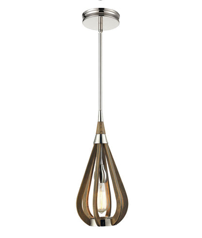 CLA Lighting BONITO: Single Lamp Taupe Wood Small TEAR DROP Ø180mm Pendant Lights - Taupe