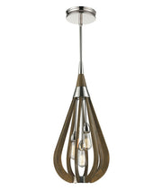 CLA Lighting BONITO: Single Lamp X 3 Taupe Wood Medium TEAR DROP Ø355mm Pendant Lights - Taupe