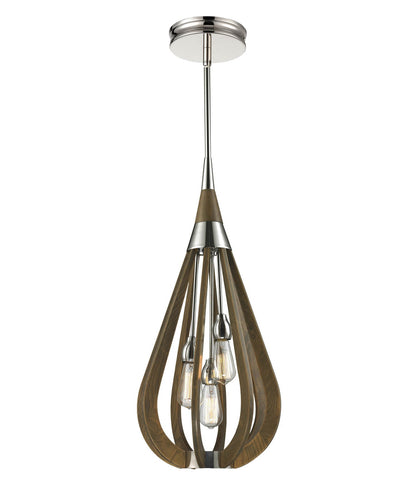 CLA Lighting BONITO: Single Lamp X 3 Taupe Wood Medium TEAR DROP Ø355mm Pendant Lights - Taupe