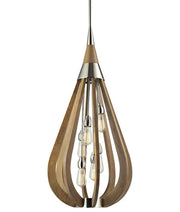 CLA Lighting BONITO: Single Lamp x 6 Taupe Wood Large TEAR DROP Ø492mm Pendant Lights - Taupe