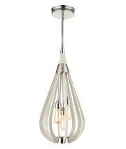 CLA Lighting BONITO: Single Lamp X 3 Taupe Wood Medium TEAR DROP Ø355mm Pendant Lights - Winter Moss