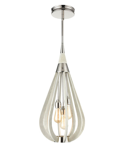 CLA Lighting BONITO: Single Lamp X 3 Taupe Wood Medium TEAR DROP Ø355mm Pendant Lights - Winter Moss