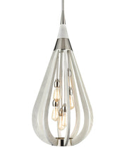 CLA Lighting BONITO: Single Lamp x 6 Taupe Wood Large TEAR DROP Ø492mm Pendant Lights - Winter Moss