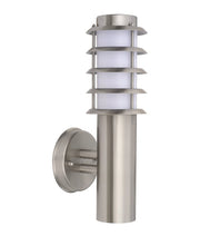 BORDA: Exterior E27 Surface Mounted Louvred Wall Light IP44 - Stainless Steel - CLA Lighting