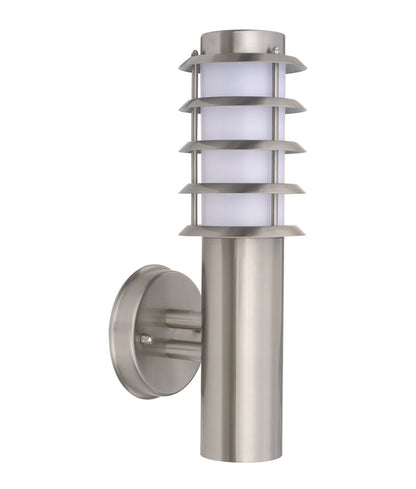 BORDA: Exterior E27 Surface Mounted Louvred Wall Light IP44 - Stainless Steel - CLA Lighting