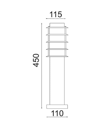 CLA Lighting BORDA 450mm bollard dimensions diagram