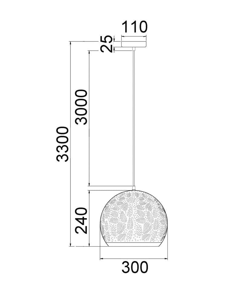 BOTANICA pendant light dimensions diagram - CLA Lighting