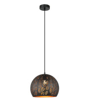 BOTANICA: Bohemian Embossed Dome Shape Pendant Lights - Black / Gold Interior - CLA Lighting