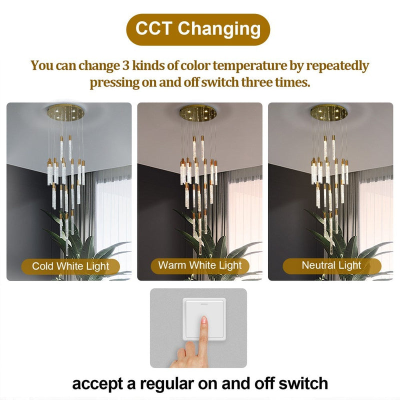 Aroha 30-Head Spiral Crystal Chandelier – Tri-Colour - image 6
